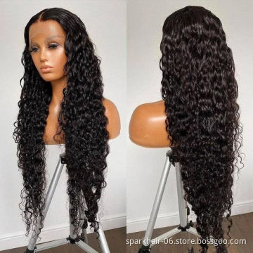 Unprocessed Brazilian Human Hair Full Lace Wig OEM Vendors Water Wave Virgin Cuticle Aligned Full Swiss Lace 100% Human Hair Wig